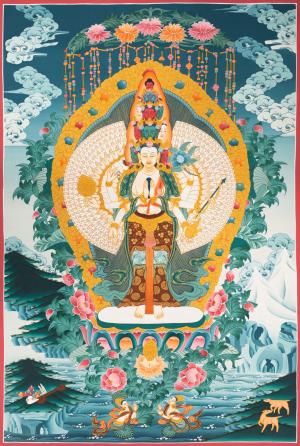 1,000 Armed Bodhisattva Guanyin Avalokitesvara Original Hand-Painted Tibetan Thangka